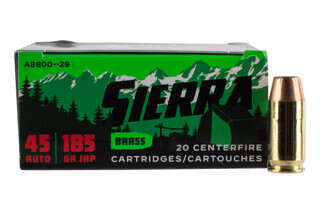 Sierra Outdoor Master 45 ACP ammunition with jacketed hollow point bullets